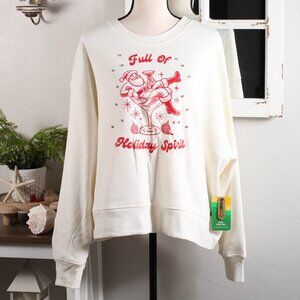 NWT Tipsy Elves Women's Full of Holiday Spirit Rhinestone Embellished Sweatshirt